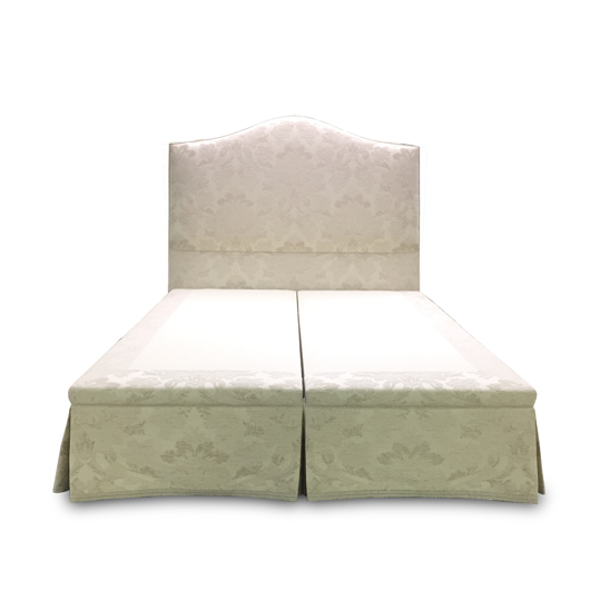 CUSTOM HEADBOARD AND SKIRTED PLATFORM